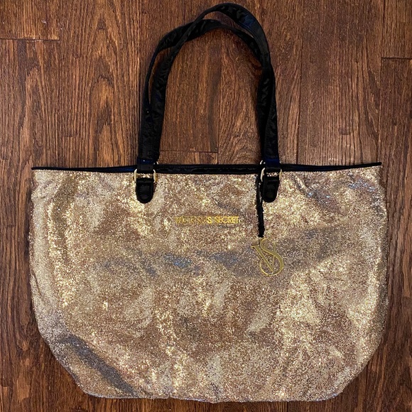 Victoria Secret Gold Glitter Sparkly Tote - Picture 2 of 16